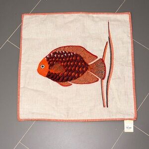 Vibrant Goldfish Embroidered Accent Pillow Cover